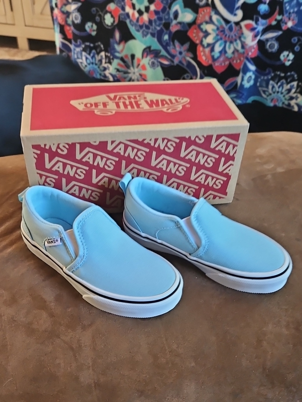 Vans Kids Slip-On Sneakers in Sky Blue